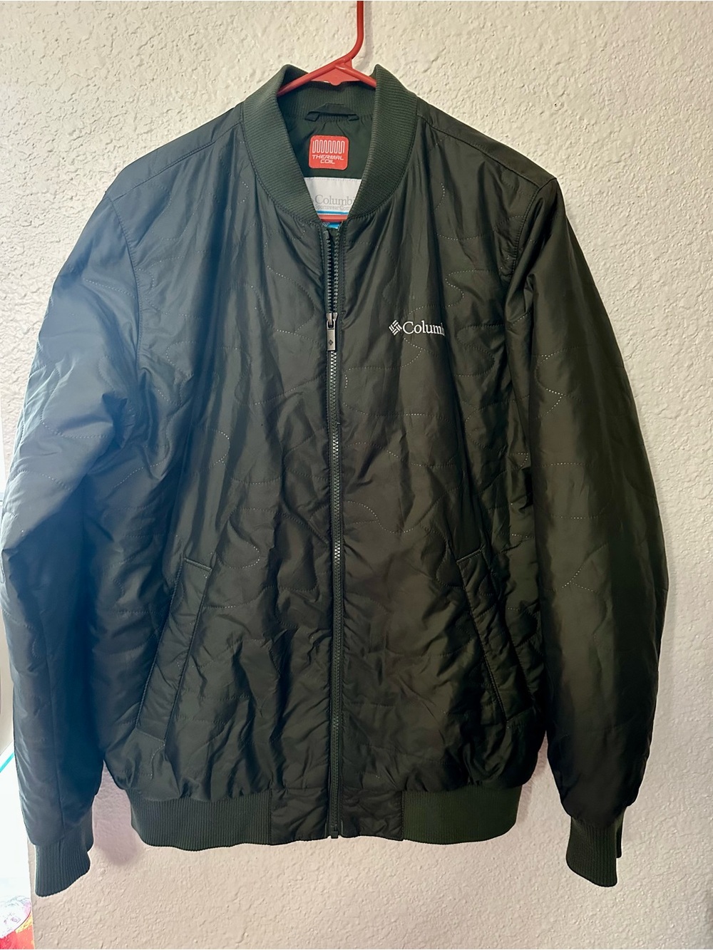 Columbia Men's Dark Olive Quilted Bomber Jacket